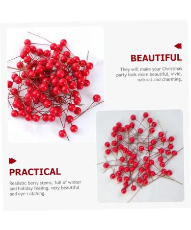 HOMSFOU 600 Pcs Artificial Berries Holly Berries Branch Artificial Red Berry Stem Artificial Holly Berries Round Ball Christmas Decor Christmas Tree Decorations Wreath Foam Cherry - Buy Online on GoSupps.com