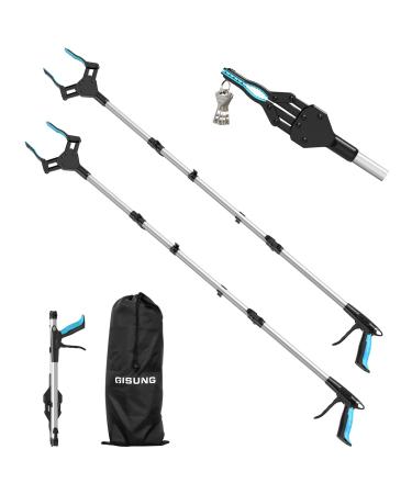 Reacher Grabber Tool Heavy Duty, 2-Pack 44" Foldable Grabbers for Elderly with Upgraded Rotating Anti-Slip Jaw & 2 Drawstring Bags, Strong Magnetic, Sturdy Reaching Assist Tool for Trash Pick Up, Aid 44 Inch(Pack of 2) - Buy Online on GoSupps.com
