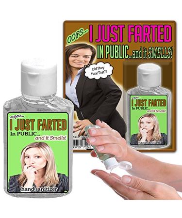 I Just Farted In Public and It Smells Hand Sanitizer Gel 2 oz Funny Stocking Stuffers for Guys Weird Gags for Friends Unisex White Elephant Funny Dad Gags for Guy Friends Man Jokes Silly Fart Gags