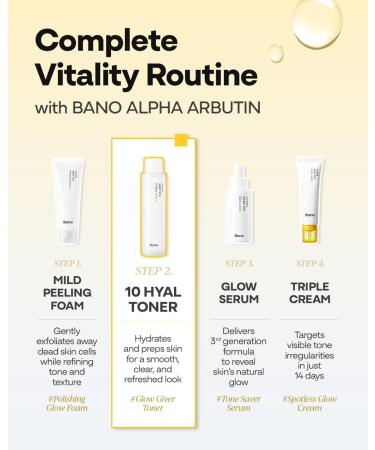 Bano Alpha Arbutin Toner Hydrating Exfoliating Toner with Niacinamide Hyaluronic Acid PHA & Salicylic Acid | Glow & Uneven Tone | Korean Skincare for Sensitive Skin | Fragrance-Free | 4.05 fl oz - Buy Online on GoSupps.com