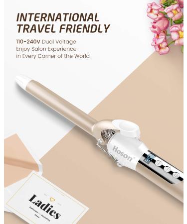 Hoson 3/4 Inch Curling Iron for Short Hair - Long Barrel Ceramic Hair Curler for Women with Gloves - Dual Voltage - Gold 0.75 Inch - Buy Online on GoSupps.com