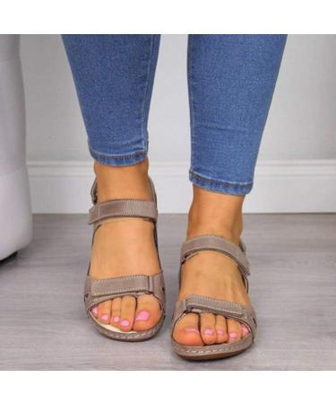 Orthopedic Women's Summer Sandals - Creev Open Toe Hiking Sandals Super Comfortable & Low Heel (Gray EU 37/39) - Buy Online on GoSupps.com