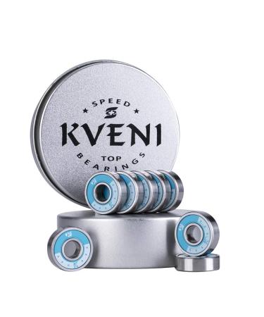 KVENI Ceramic Skateboard Bearings, Premium 608rs Ball Bearing - Pro Longboard Bearings for Quad Skate, Inline Roller Blades, Scooters, Spinners,ABEC, 8 Pack Blue