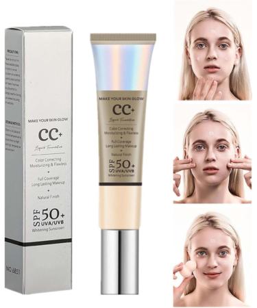 CC Cream Fluid Foundation Covering Blemishes Durable Makeup Nude Moisturizing CC Cream Concealer Anti-Dull and Anti-Redness Semi-Matte Finish CC Cream With Spf 50+ (1PC 30ml) - Buy Online on GoSupps.com