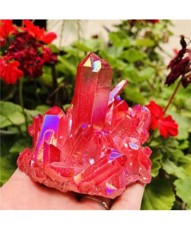 Home Decoration Natural Crystal Quartz Flame Aura Quartz Crystal Cluster Ore Specimens Random delivery Stones (Color : Rojo Size : 100-130g) 100-130g Red