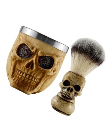 Villcase 1 set suits for men stationery box pen holder for the desk portable shaving brush shaving razor holder shaving soil brush men suit nylon hairbrush man skull