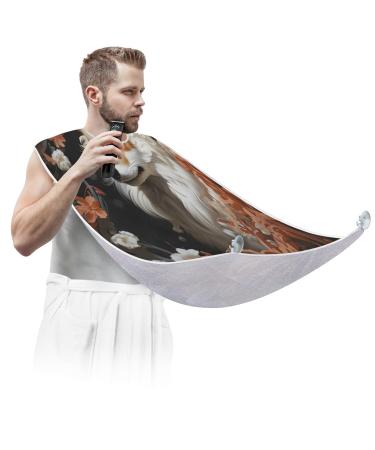Pretty Fox Beard Bib Apron Beard Hair Catcher for Men Shaving Fathers Day Anniversary Christmas Gifts for Dad Husband Beard Bib with 2 Suction Cups
