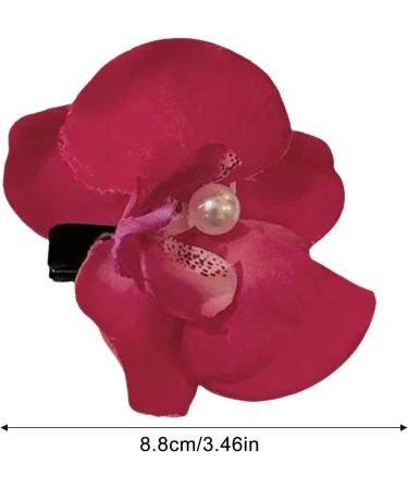Hawaiian Flower Hair Clips - Orchid Hairpin Bohemia Barrette Headwear - Elegant Fake Headwear Hair Accessories Hawaii Flower Hair Clip Pins for Beach Seaside Holiday Red - Buy Online on GoSupps.com