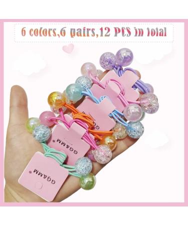 Colorful Ball Ponytail Holders - 12 PCS Elastic Hair Ties for Kids, Toddlers, Women - Buy Online on GoSupps.com