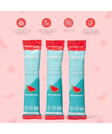 Everest Essential Kid's Clear Whey Protein Powder (Watermelon 10 Packets) Protein Drink Mix for Kids Electrolytes for Kids 8g Protein Per Serving Non GMO Zero Added Sugar - Buy Online on GoSupps.com