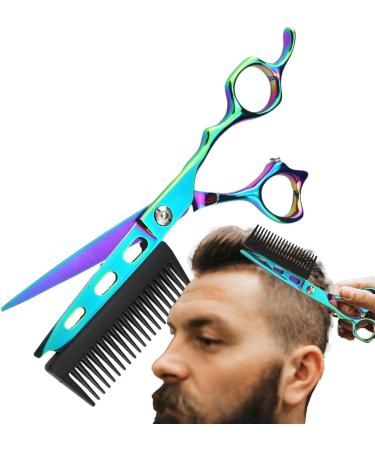 Fovolat Hairdressing Scissors 6 Inch Stainless Steel Hair Cutting Scissors | 2 in 1 Stainless Steel Hair Cutting Professional Barber Haircut Scissors for Elderly Children Green - Buy Online on GoSupps.com