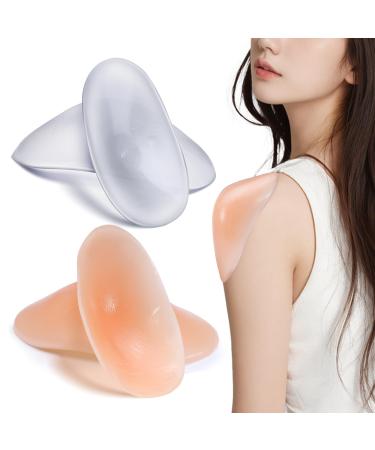 Bagentry 2 Pairs Reusable Silicone Shoulder Pads Removable Anti-Slip Shoulder Pads for Womens Clothing Washable Self Adhesive Shoulder Push-Up Pads Men (Skin Transparent)