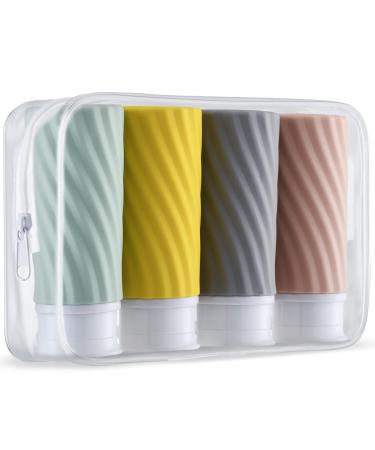 Owlyee 3oz Travel Bottles, Empty Squeeze Toiletries, Tsa Liquid Container, Leak Proof Traveling Size for Shampoo, Conditioner, Lotion (4PCS) Grey, Green, Pink, Yellow - Buy Online on GoSupps.com