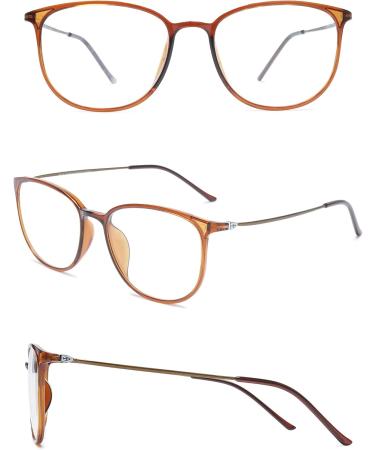 Buy Koosufa Classic Retro Nerd Glasses Frames for Men & Women | Ultra Light TR90 Panto Glasses - Brown with Case - International Shipping Available - Buy Online on GoSupps.com