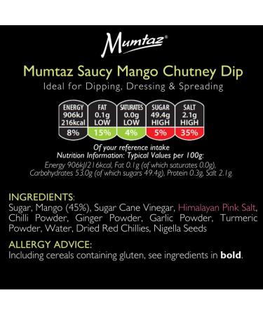 Mumtaz Saucy MANGO Chutney Dip 295g Ideal For Dipping Dressing & Spreading. - Buy Online on GoSupps.com
