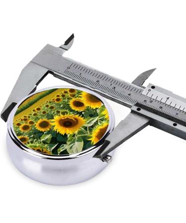 Beautiful Sunflower Round Pill Box - 3 Compartment Travel Organizer for Vitamins & Medications - Buy Online on GoSupps.com