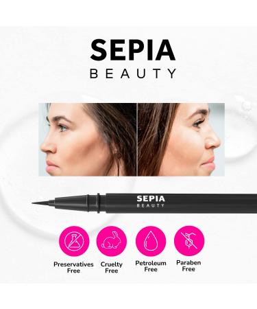 Sepia Beauty 2-in-1 Liquid Eyeliner & Eyelash Growth Serum - Safe for Extensions, Lifts & Natural Lashes - Water Based with Peptides - No Parabens or Sulfates (Black) - Buy Online on GoSupps.com