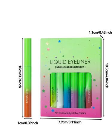  Bexdug Liquid Eyeliners Neon Water Colored Pencil | Neon Liquid Colorful 8x Matte Eyeliners Pen | Bright Colors Waterproof Smudge Proof Smooth and No Eye Liner for - Buy Online on GoSupps.com