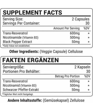 NMN+Resveratrol 60 Capsules Powerful Antioxidant Supplement for Vascular & Anti-Aging Enriched with Black Pepper Extract for Optimal Absorption (Pack of 2) (60 Count (1 Bottle)) - Buy Online on GoSupps.com