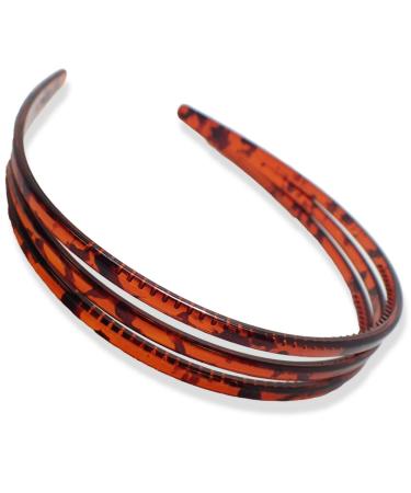 Topkids Accessories Plastic Double Triple Row Alice Bands Headbands Hair Bands Black Tortoise Brown Clear Hairbands Women Thin Teeth Comb Girls Fashion Head Bands (Tort Brown Triple)