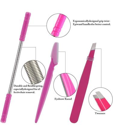 Portable Face Hair Removal Kit with Eyebrow Razor & Tweezer Spring Hair Remover for Unwanted Lip Chin Face Neck Hair - Buy Online on GoSupps.com
