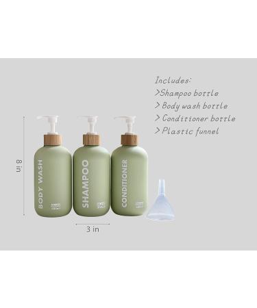 OLLIES Refillable Shampoo and Conditioner Bottles - Set of 3 | Stylish Label | 17oz | Shower Soap Dispenser - Buy Online on GoSupps.com