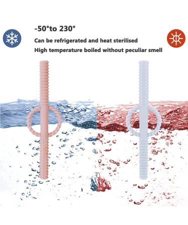 INTATIKOO Baby Hollow Teether Tubes | Soft & Durable Teething Straws | BPA Free & Easy to Clean | for Babies 0-18 Months | Deep Blue, Khaki, Beige, Green - Buy Online on GoSupps.com