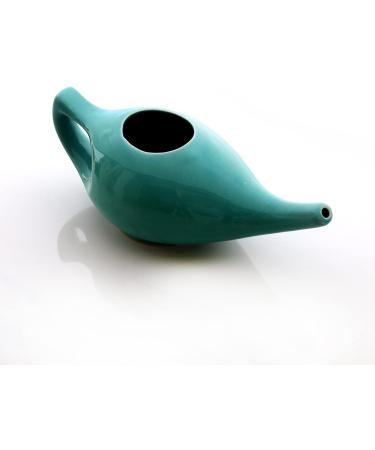 2activelife 225ml Turquoise Ceramic Neti Pot for Sinus Rinse | Premium Grade, Dishwasher Safe | Includes 5 Sachets of Neti Salt - Buy Online on GoSupps.com