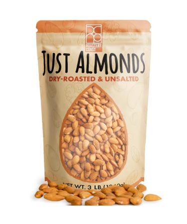Roastery Coast - Daily Nuts Just Roasted Almonds | Almonds Bulk 3 LB | Unsalted Nuts| Slow Dry Roasted | Steam Pasteurized | Plant Protein | Gluten Free | Non-GMO | Low carb | Keto Snack | Prime Snack A. Unsalted