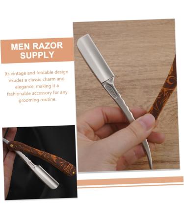 Frcolor Stainless Steel Folding Razor Set - 2 Pieces Hairdressing Blades & Blade Holder for Daily Beard Grooming - Buy Online on GoSupps.com