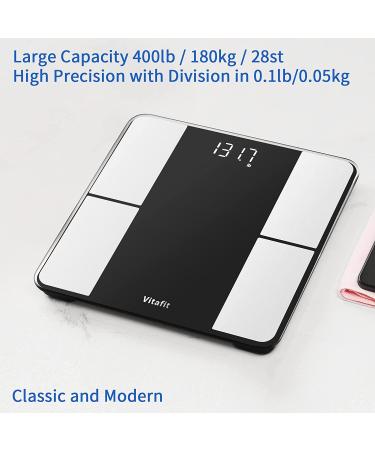 Vitafit Smart Scale: 20+ Years Body Weight & Fat Analyzer, Digital Wireless Bathroom Scale for BMI, Fat, Water, Muscle with App - 400lb Capacity - Black - Buy Online on GoSupps.com