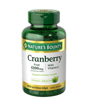Nature's Bounty Cranberry with Vitamin C 4200 mg 250 Softgels (Pack of 6)