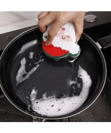 5pcs/Set Santa Claus Christmas Tree Christmas Stockings Shape Cleaning Sponge Rubs Reusable Sponge Cleaning Supplies White 4.33*4.13inch - Buy Online on GoSupps.com