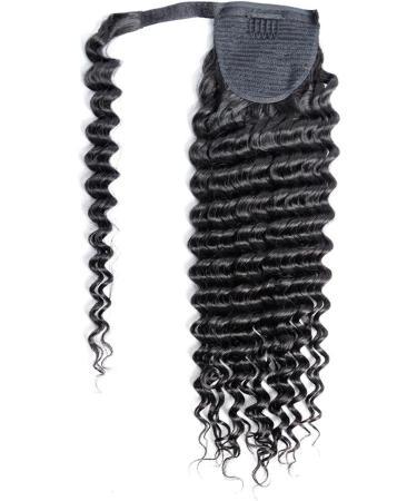 Ponytail Extension Deep Wave Human Hair Ponytail Extension for Black Women Wrap Around Ponytail with Magic Paste Clip In Wave Ponytail Hair Extensions Human Hair Pieces Ponytail Hairpiece for Women 10inches 100g - Buy Online on GoSupps.com