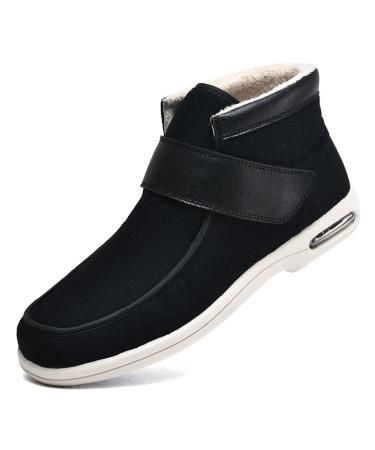 FZYUAN Furry Diabetic Shoes for Men Extra Wide Width Diabetic Walking Shoes with Cotton Linting and Adjustable Closures Non-Slip Diabetic Sneakers for Swollen Feet Diabetes Edema Grey 5