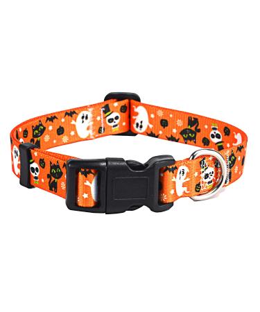 Mihqy Halloween dog collar adjustable soft & comfort dog collar for small medium-sized dog puppies cats (Halloween XS XS (neck circumference 20-30 cm width 1.5 cm) Halloween