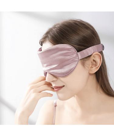 MTSNOO Silk Sleep Mask 100% 22 Momme Pure Mulberry Eye Mask for Sleeping with Silk Wrapping Elastic Strap Blindfold Blackout Soft Comfortable Night Eye Mask for Women Men Pink