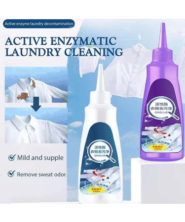 Active Enzyme Laundry Stain Remover - 120ml Active White Shirt Guardian Garment Stubborn Stain Cleaner Oil Remover Clothes Stain Remover Cleaner Emergency Stain Rescue Stain Remover (2pcs blue) - Buy Online on GoSupps.com