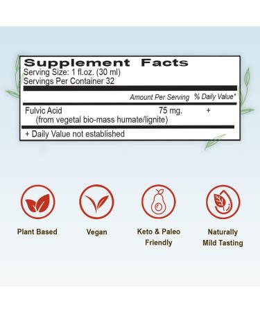 Vital Earth Minerals Fulvic Liquid Trace Mineral Drops 32 Fl Oz - Pure Fulvic Acid Supplement from Humic - Chemical Free Extracted with Purified Water - Unflavored - Pack of 1 - Buy Online on GoSupps.com