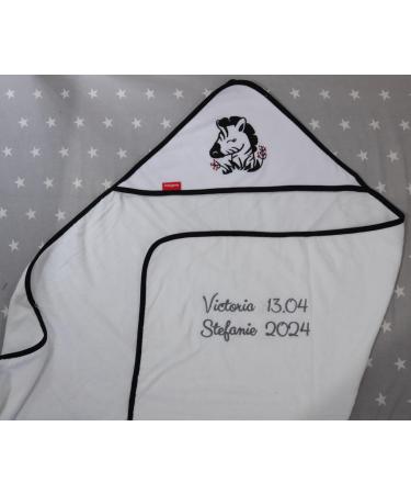 Hooded Towel with Embroidered Name - 100% Cotton 76x76 cm - White Zebra Design - Perfect Gift for Kids - Buy Online on GoSupps.com