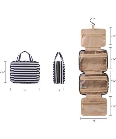 BAGSMART Toiletry Bag Travel Bag with Hanging Hook Water-Resistant Makeup Cosmetic Bag Travel Organizer for Accessories Shampoo Full Sized Container Toiletries (Stripe) M Stripe - Buy Online on GoSupps.com