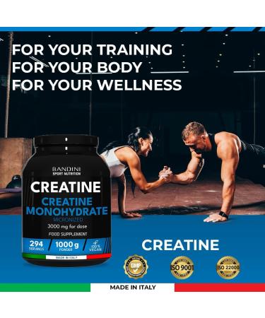 Bandini Creatine Monohydrate Powder 1kg - Pure Micronized Creatine for Improved Gym Performance, Muscle Power & Strength | Vegan & Non-GMO - Buy Online on GoSupps.com