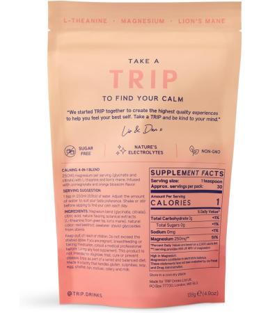 Magnesium Glycinate 4-in-1 Complex - TRIP 7500MG Magnesium Powder with L-Theanine & Lion s Mane Delicious Pomegranate Orange Blossom Flavour Sugar Free 1 Pack - 30 Drink Mix Servings - Buy Online on GoSupps.com