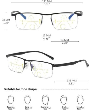 Koosufa Shit Glasses - Progressive Multifocus Reading Glasses for Men & Women | Metal Frame & Anti-Blue Light Reading Aid - Buy Online on GoSupps.com