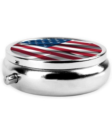 American Flag Portable Metal Pill Box - Round Mini with 3 Compartments & Hinged Design - Ideal for Travel & Small Pills - Buy Online on GoSupps.com