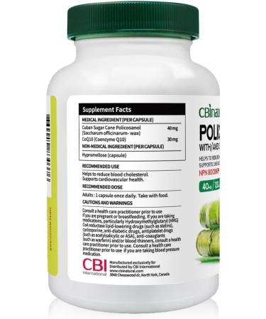 Policosanol 40mg & CoQ10 30mg - 120 Vegan Capsules | 4-Month Supply - Boost Heart Health & Energy - Buy Online on GoSupps.com