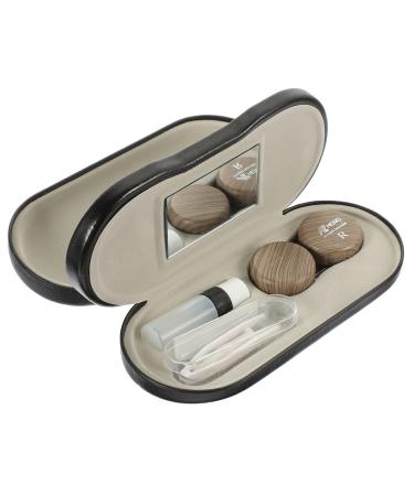 Fondotin 1 Set Dual-Purpose glasses case collapsible sunglasses-koffer-set fashionable glasses travel contact lens-etui contact lens-etui travel case set PU leather 15.8x7.4cm As shown 1