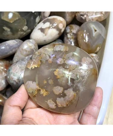 Natural Crystal Rough Home Decor Natural Crystals Stones Tumbled Cherry Blossom Agate Palm Size 30g-300g for Feng Shui Decoration Gifts Natural Crystal (Color : 122g-150g)