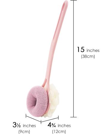 DODAMOUR 2 Pack Shower Brush Set - Spherical Nylon Body Scrubber with Long Curved Handle for Adult Bathing - Buy Online on GoSupps.com