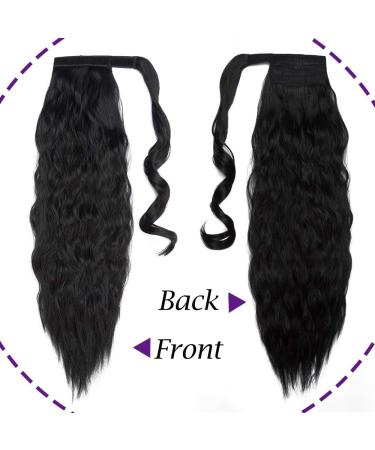 Silk-co Jet Black Magic Paste Clip in Ponytail Hairpiece Curly Pony Tail Corn Wave Hair Clip on Extension 20" Long hair Piece -Jet Black 20 Inch Jet Black - Buy Online on GoSupps.com